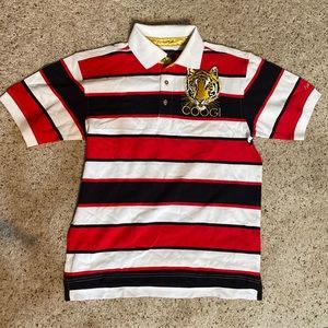 Coogi Boys Red Black White Tiger Patch Polo Brand New Medium
